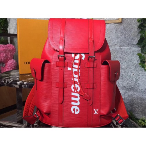 Louis Vuitton X Supreme Christopher Backpack Epi PM Red for Men
